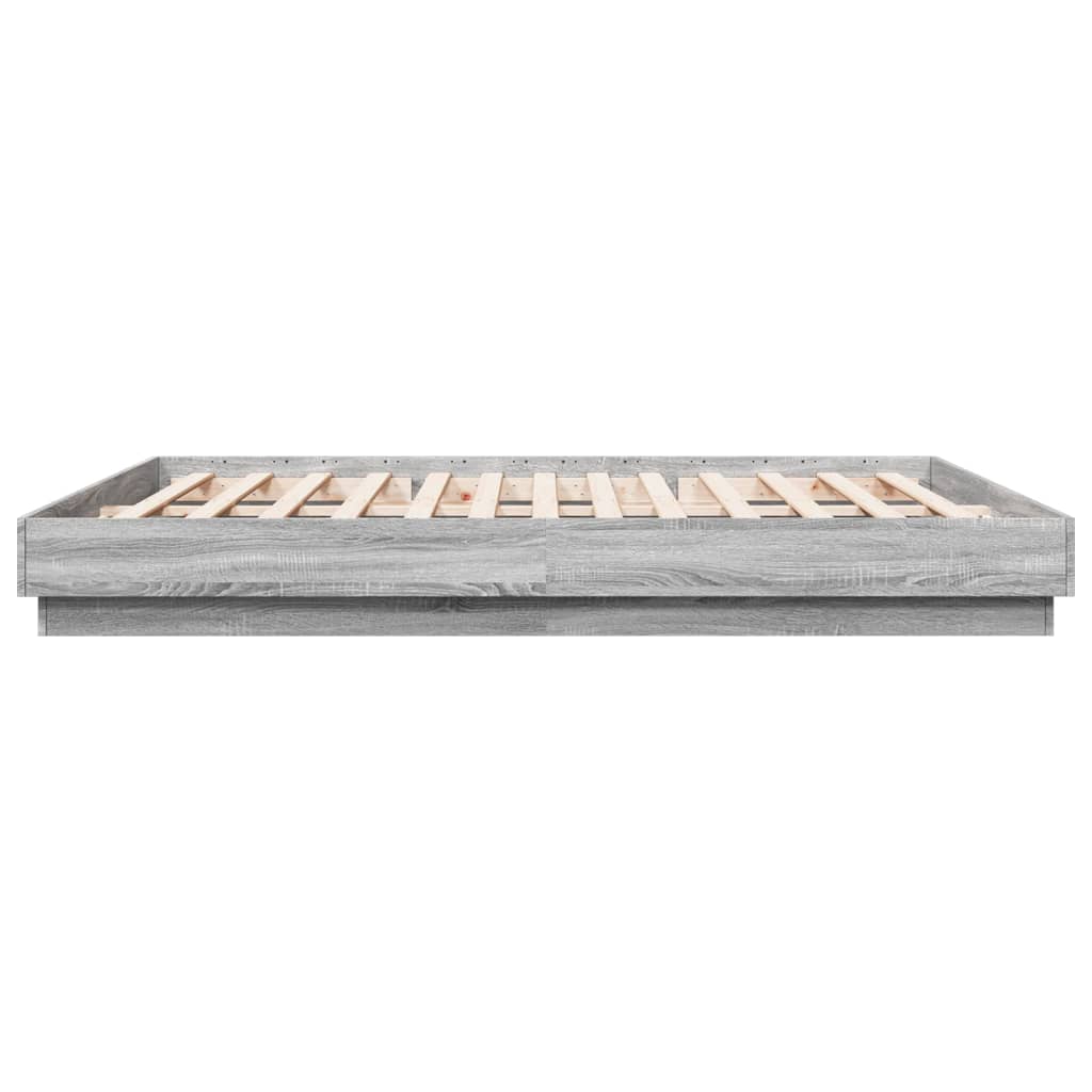 Cadru de pat cu lumini LED, gri sonoma, 180x200 cm GartenMobel Dekor