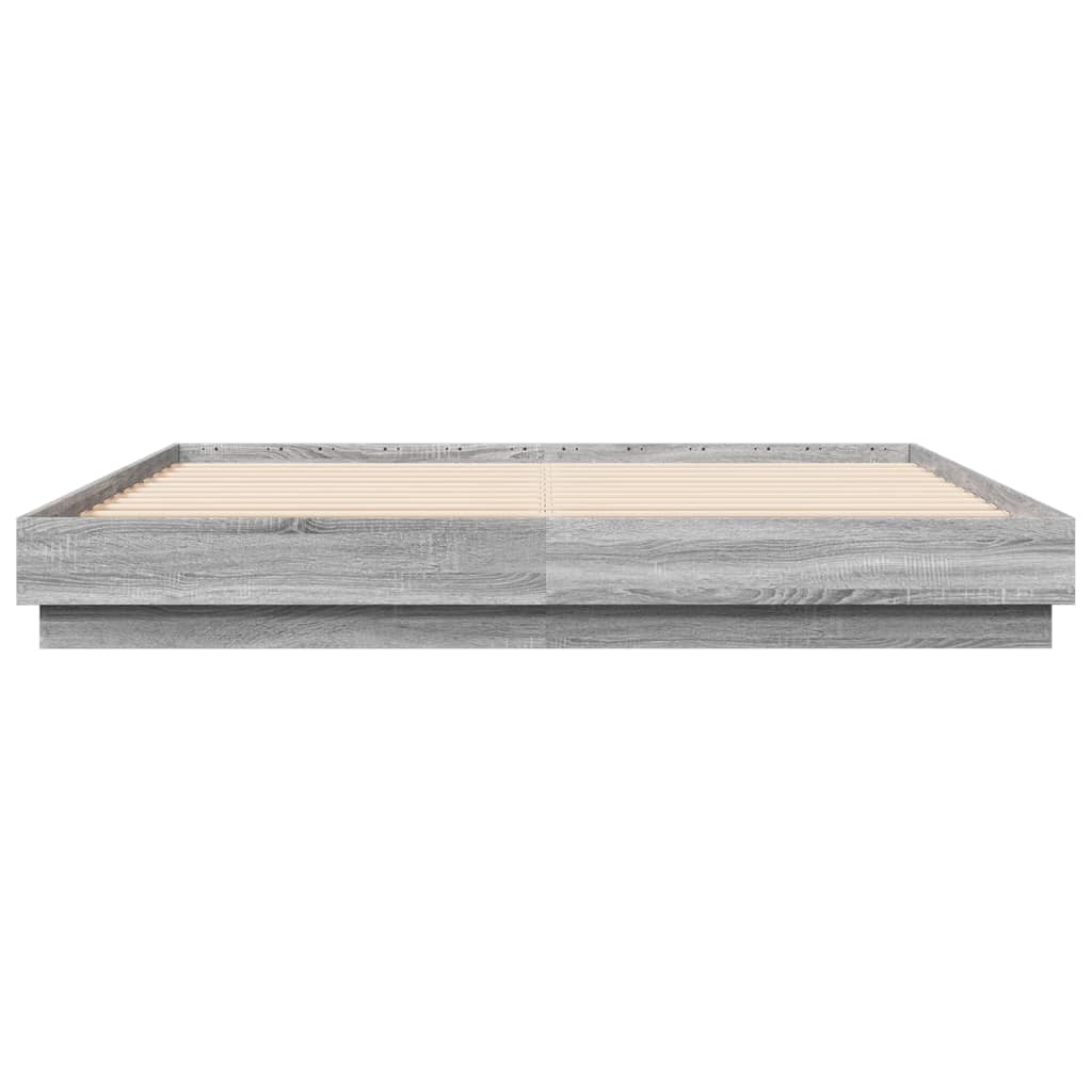 Cadru de pat cu lumini LED, gri sonoma, 180x200 cm GartenMobel Dekor