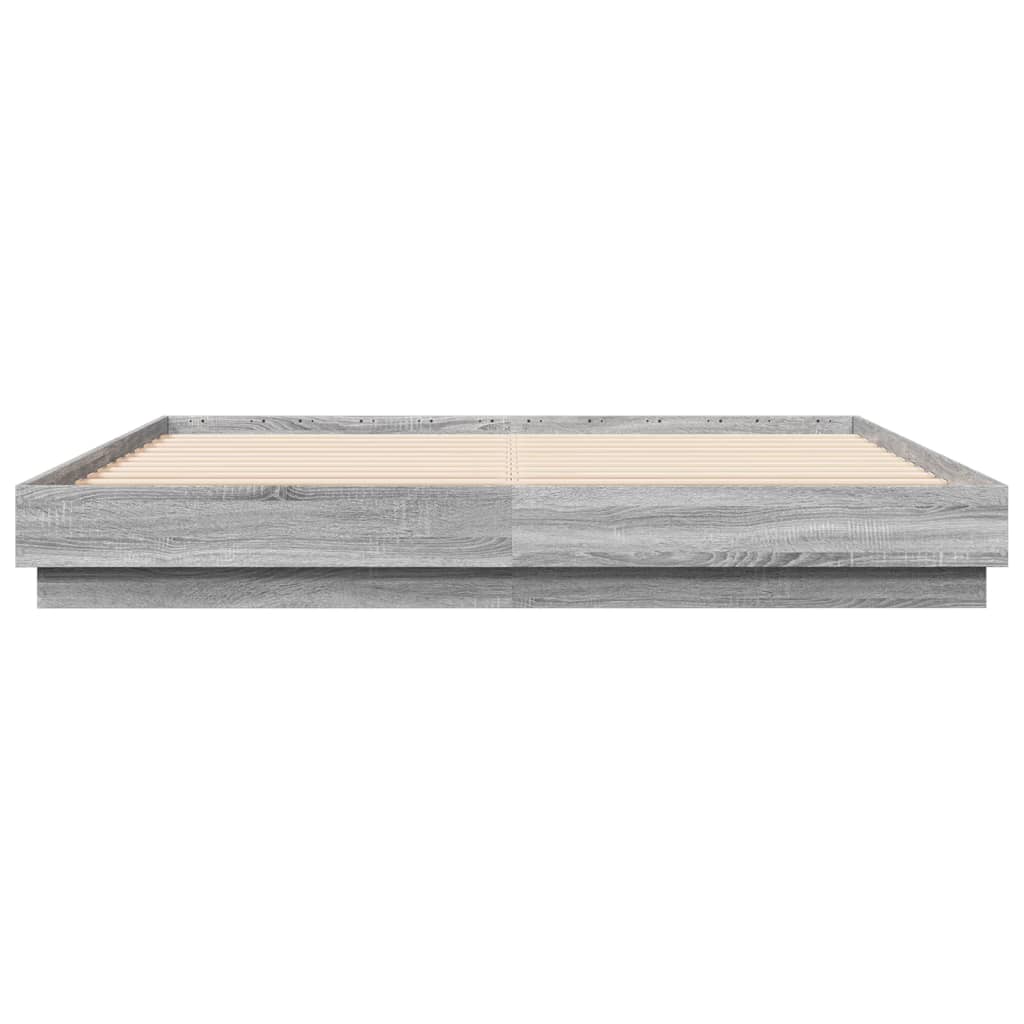 Cadru de pat cu lumini LED, gri sonoma, 200x200 cm GartenMobel Dekor