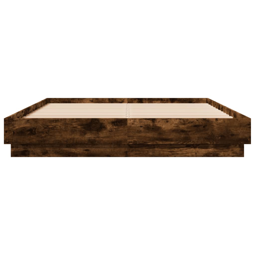 Cadru de pat cu lumini LED, stejar fumuriu, 160x200 cm GartenMobel Dekor