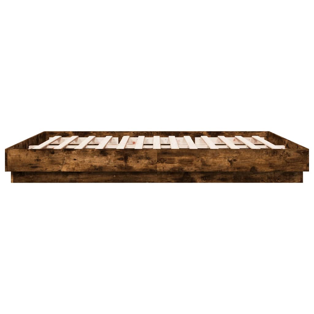 Cadru de pat cu lumini LED, stejar fumuriu, 180x200 cm GartenMobel Dekor