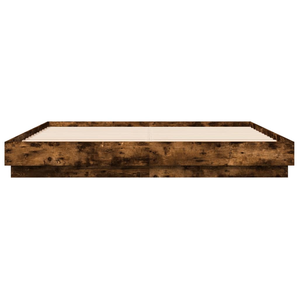 Cadru de pat cu lumini LED, stejar fumuriu, 180x200 cm GartenMobel Dekor