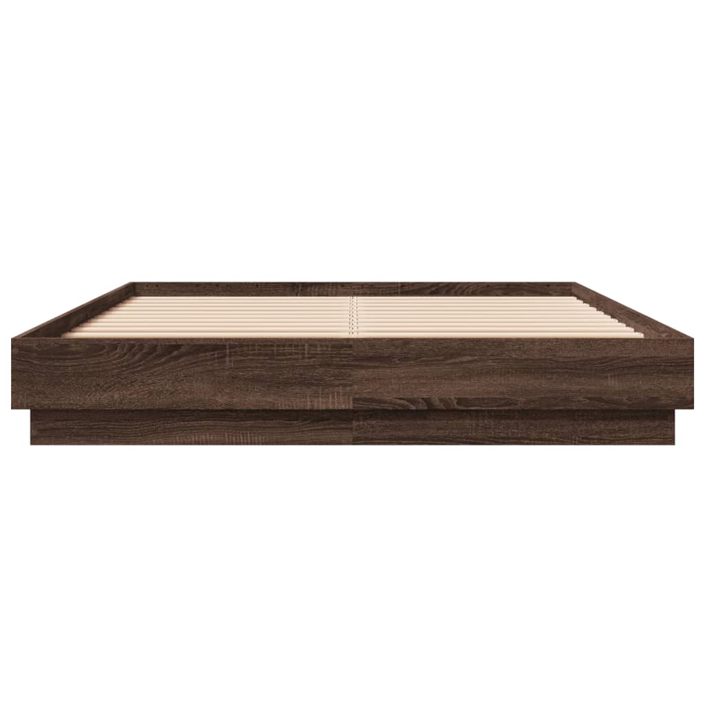 Cadru de pat cu lumini LED, stejar maro, 150x200 cm GartenMobel Dekor