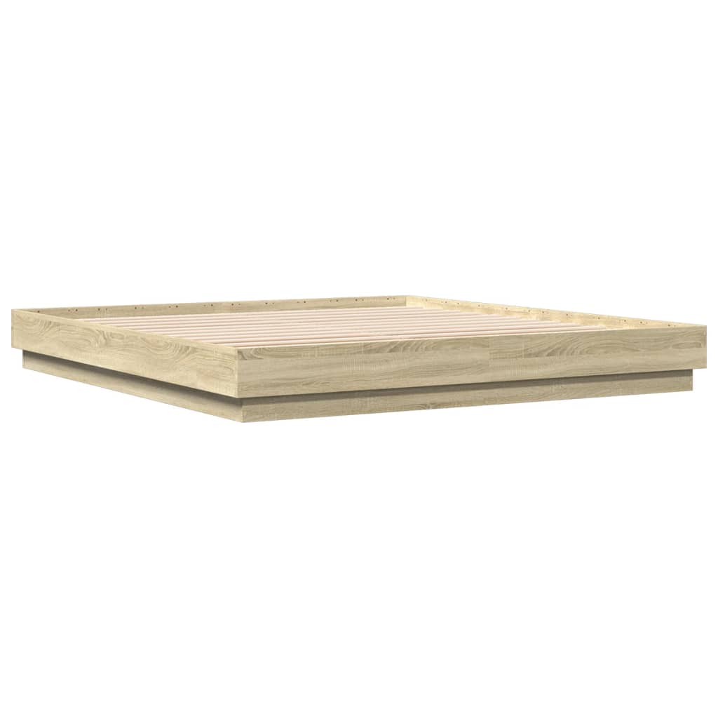 Cadru de pat cu lumini LED, stejar sonoma, 180x200 cm GartenMobel Dekor
