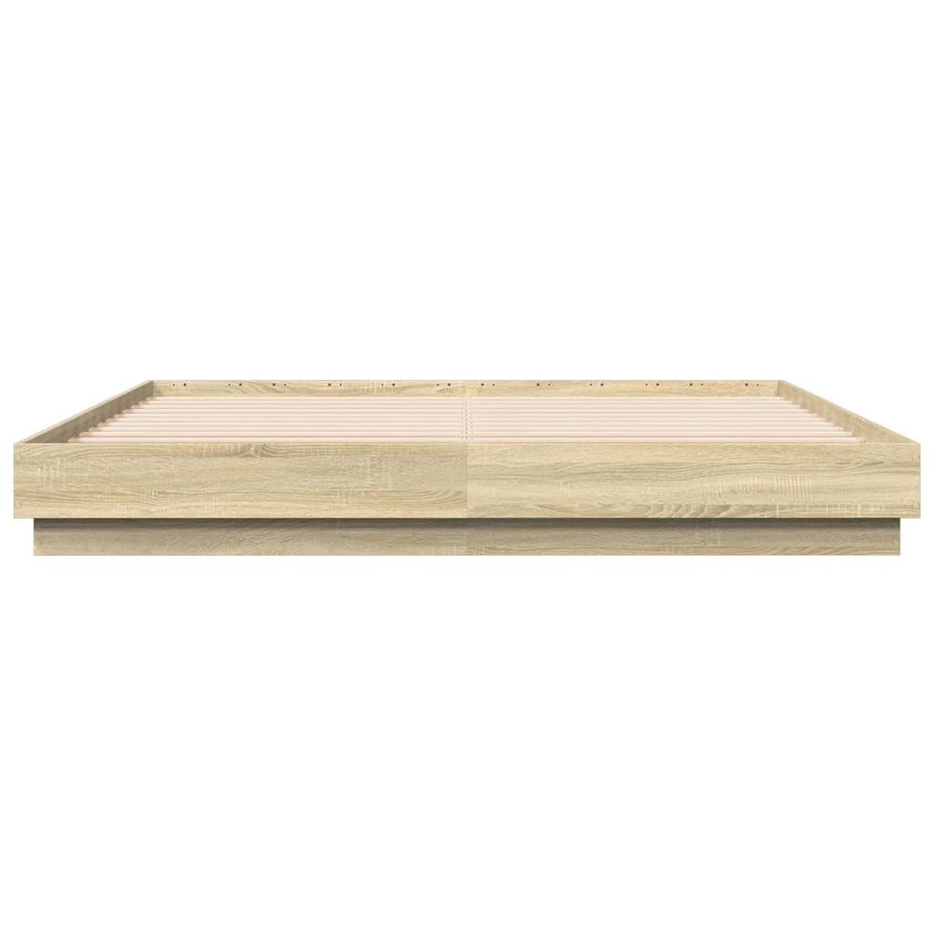 Cadru de pat cu lumini LED, stejar sonoma, 180x200 cm GartenMobel Dekor