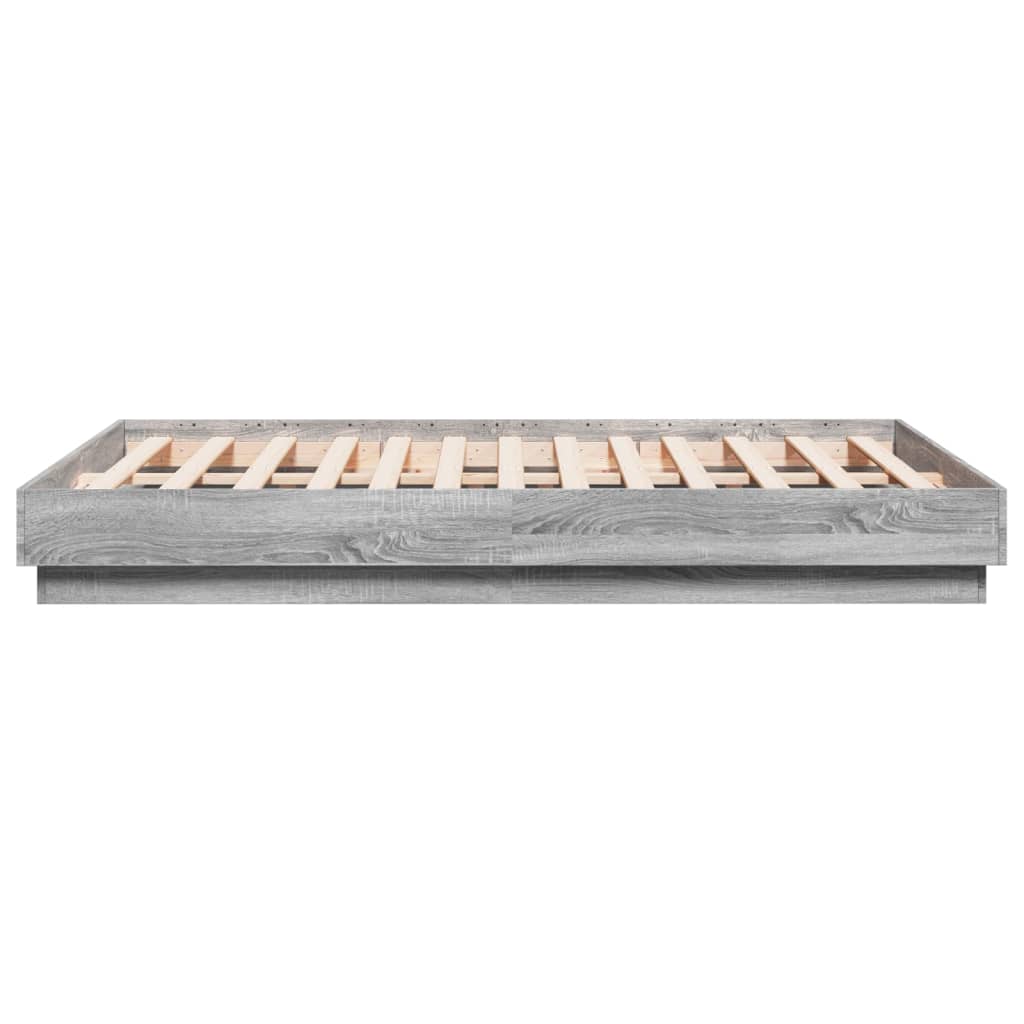 Cadru de pat cu lumini LED, sonoma gri, 135x190 cm GartenMobel Dekor