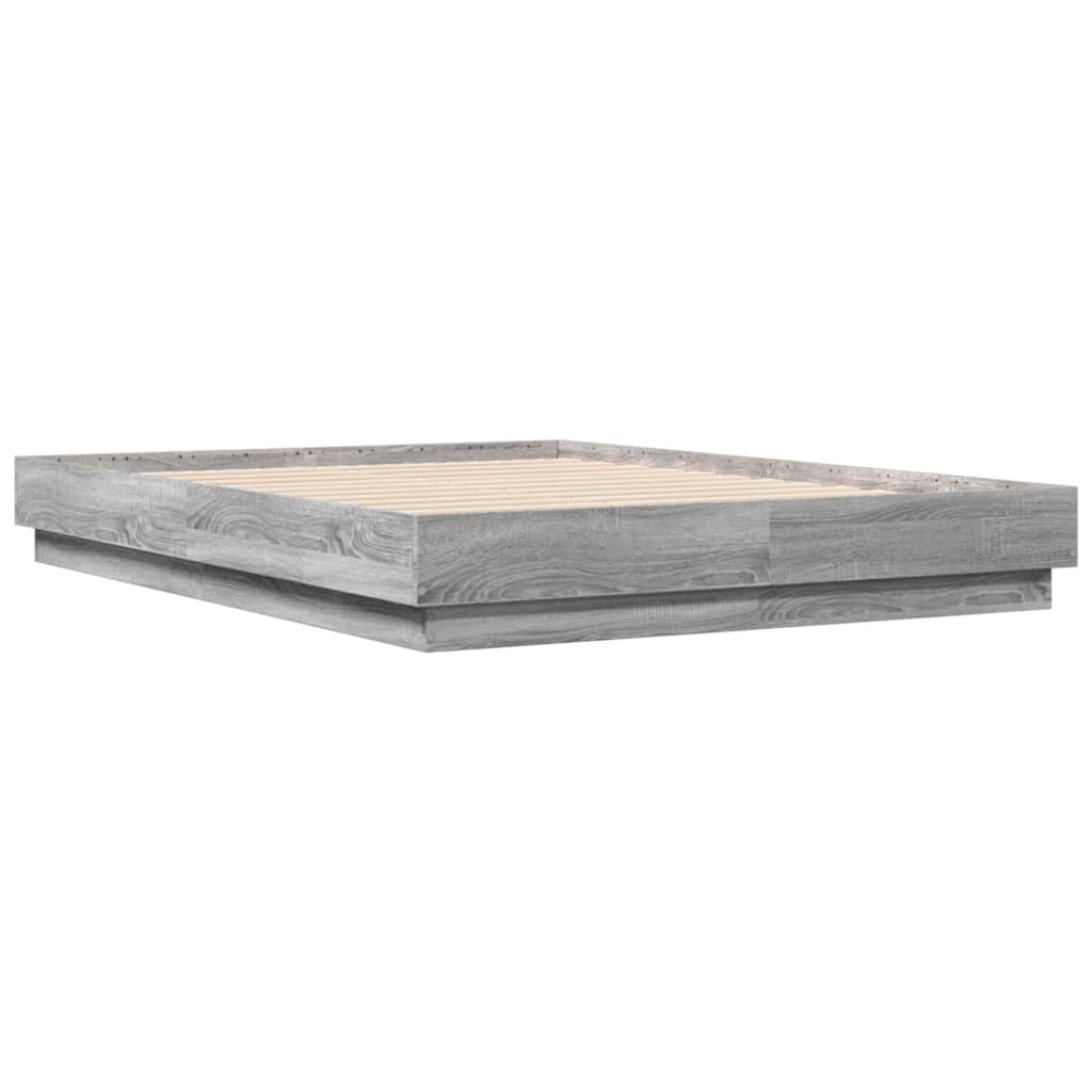 Cadru de pat cu lumini LED, sonoma gri, 135x190 cm GartenMobel Dekor