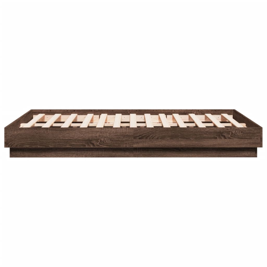 Cadru de pat cu lumini LED, stejar maro, 120x190 cm GartenMobel Dekor
