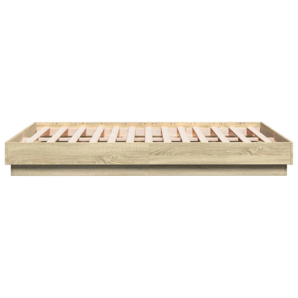 Cadru de pat cu lumini LED, stejar sonoma, 120x190 cm GartenMobel Dekor