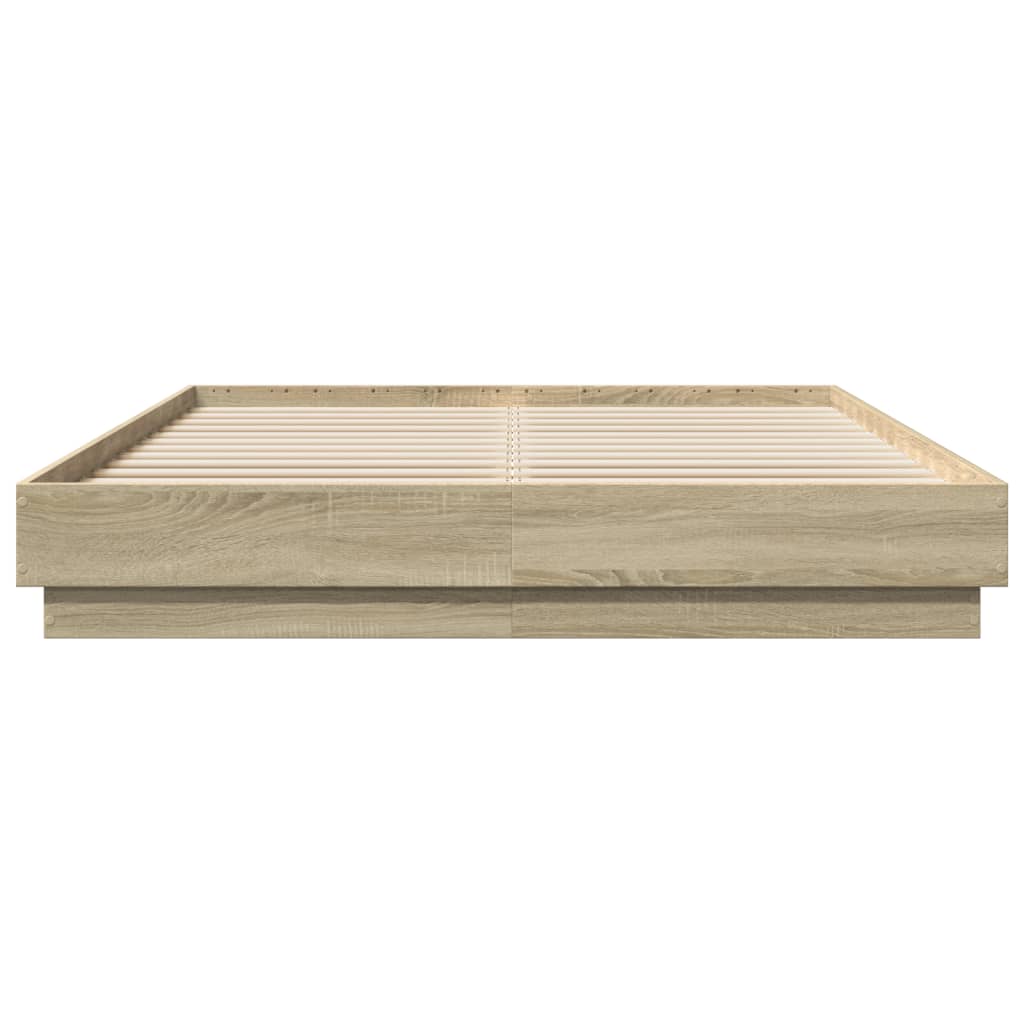 Cadru de pat cu lumini LED, stejar sonoma, 120x200 cm GartenMobel Dekor