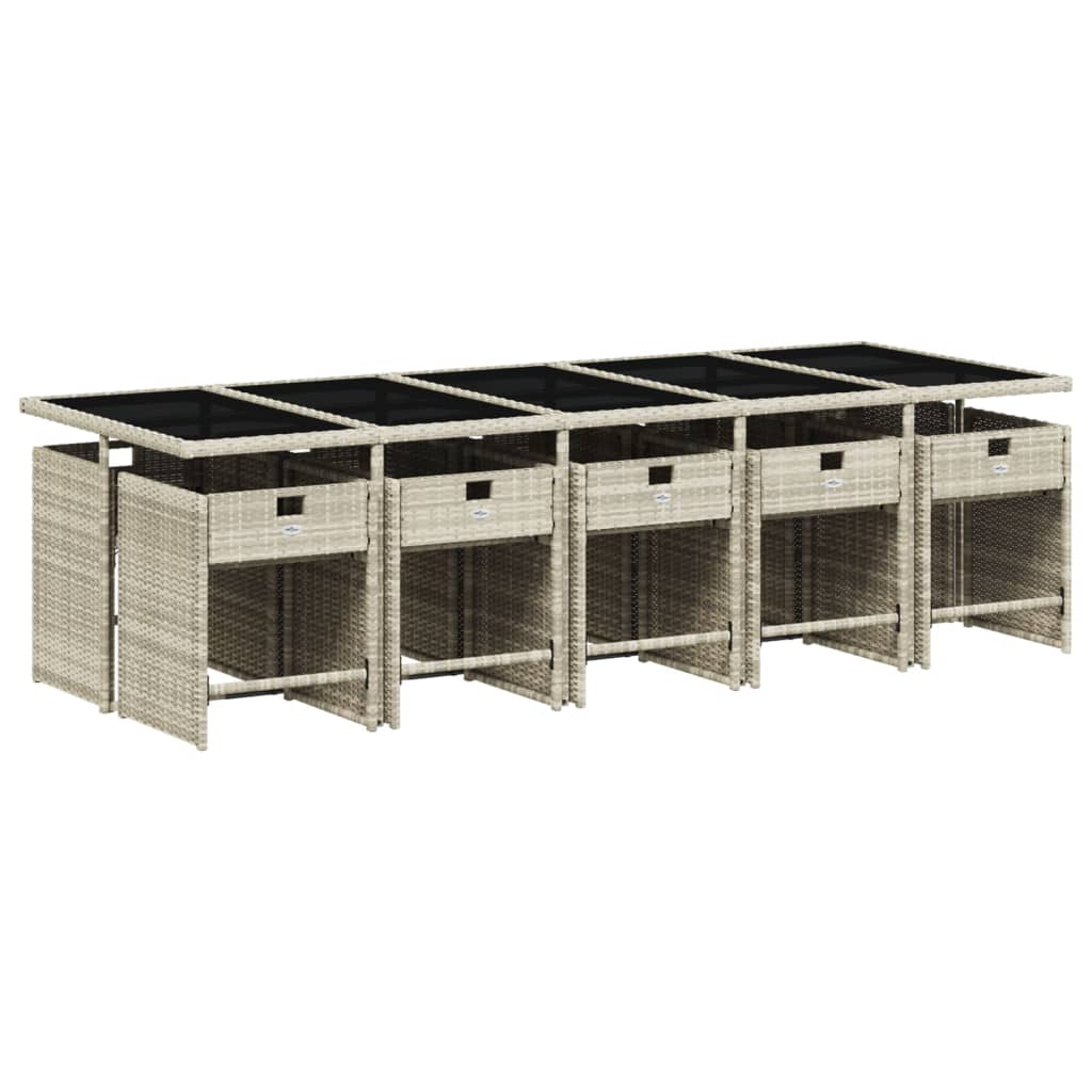 Set mobilier de grădină cu perne 11 piese gri deschis poliratan GartenMobel Dekor