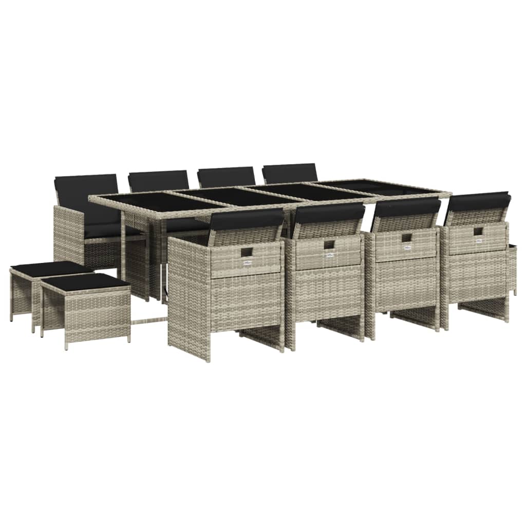 Set mobilier de grădină cu perne 13 piese gri deschis poliratan GartenMobel Dekor