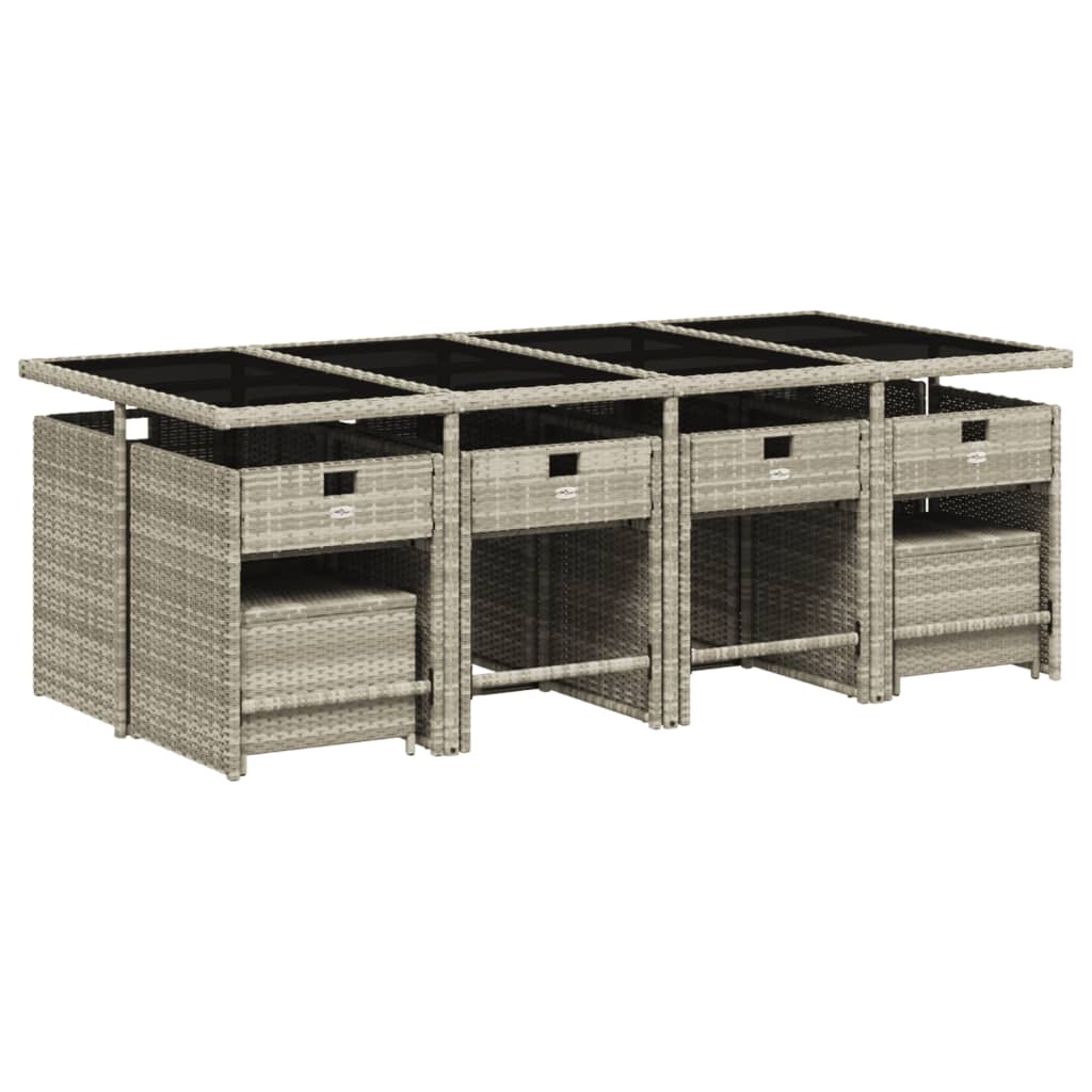 Set mobilier de grădină cu perne 13 piese gri deschis poliratan GartenMobel Dekor