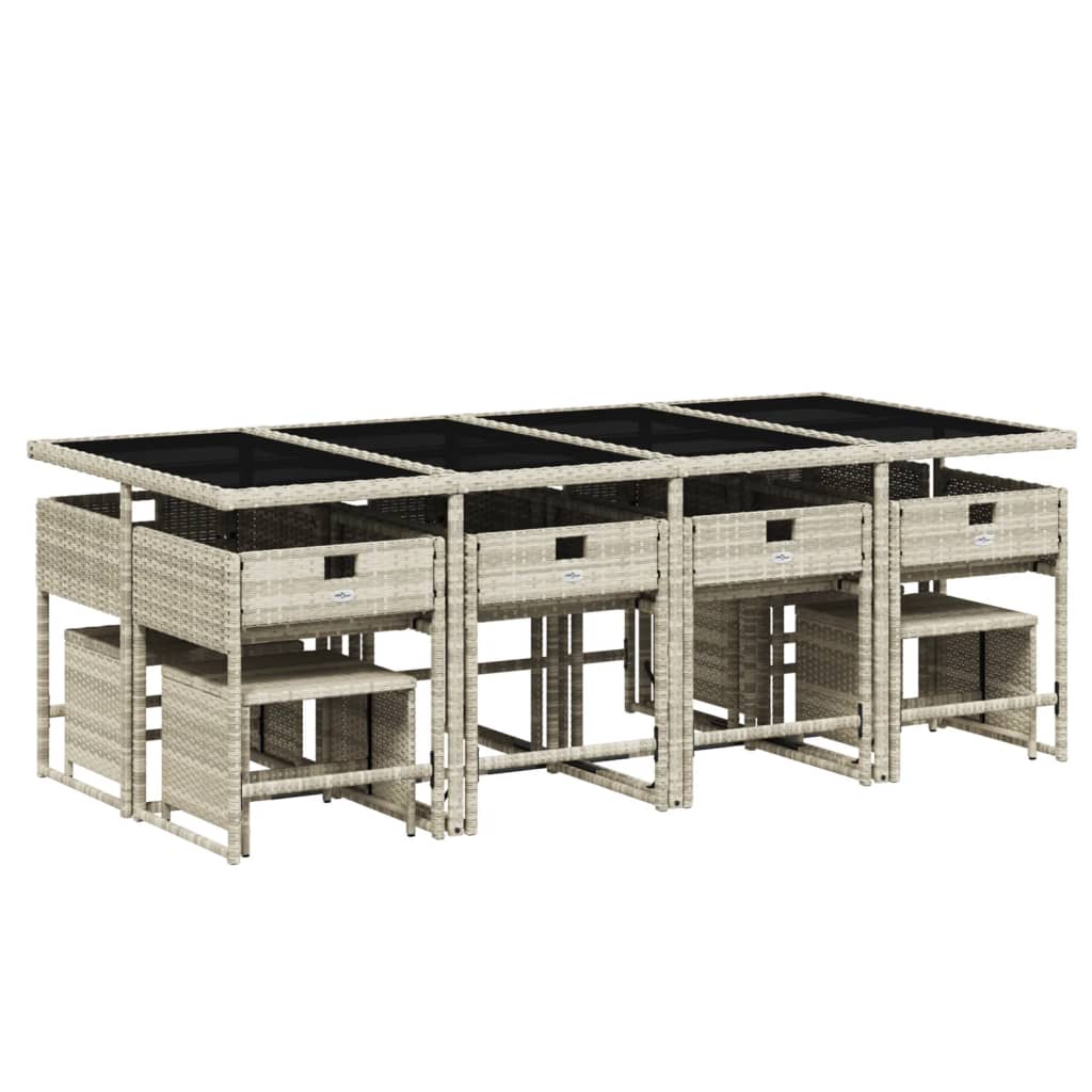 Set mobilier de grădină cu perne 13 piese gri deschis poliratan GartenMobel Dekor