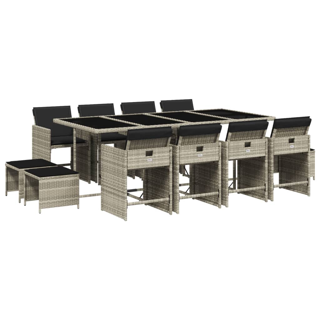 Set mobilier de grădină cu perne 13 piese gri deschis poliratan GartenMobel Dekor