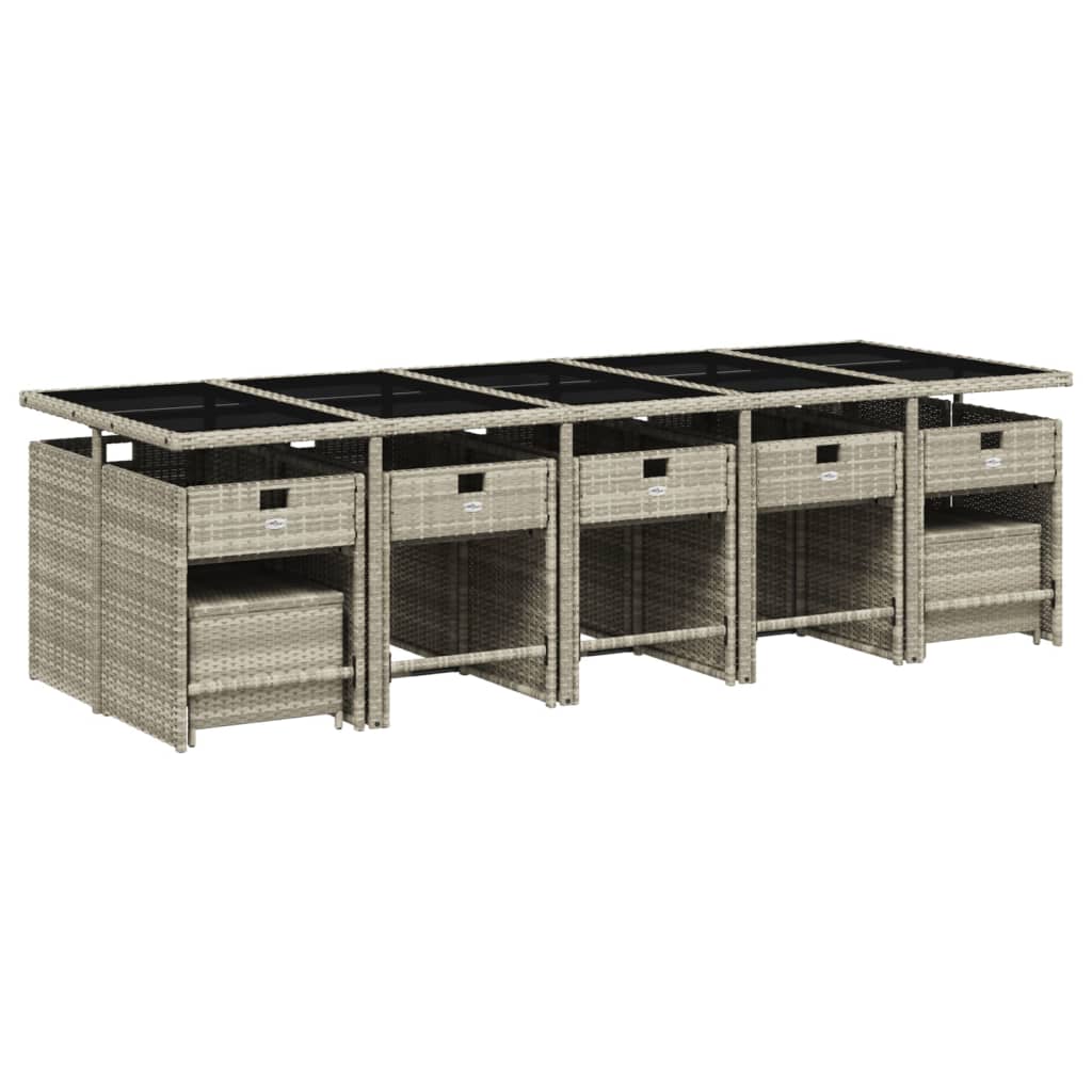 Set mobilier de grădină cu perne 15 piese gri deschis poliratan GartenMobel Dekor