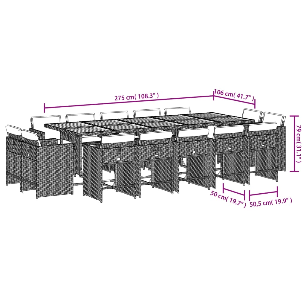 Set mobilier de grădină cu perne 15 piese gri deschis poliratan GartenMobel Dekor