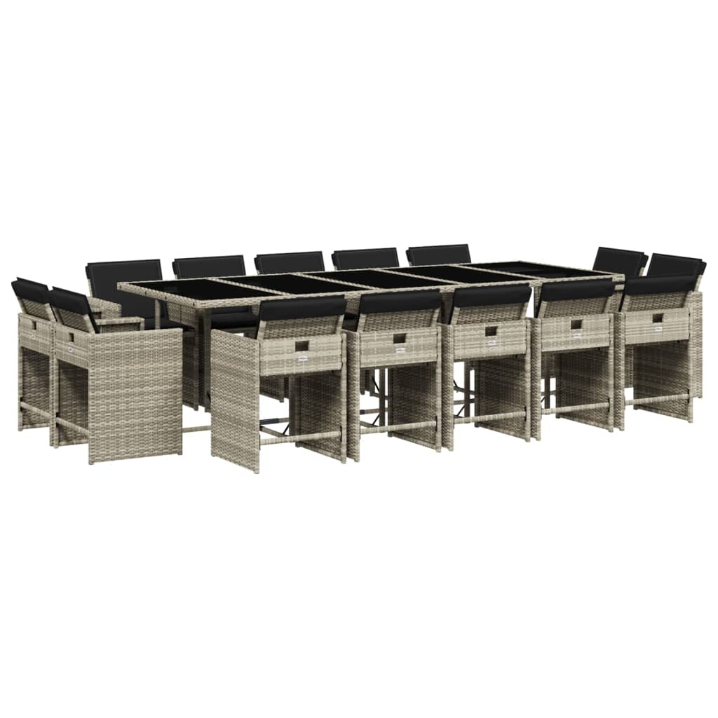 Set mobilier de grădină cu perne 15 piese gri deschis poliratan GartenMobel Dekor