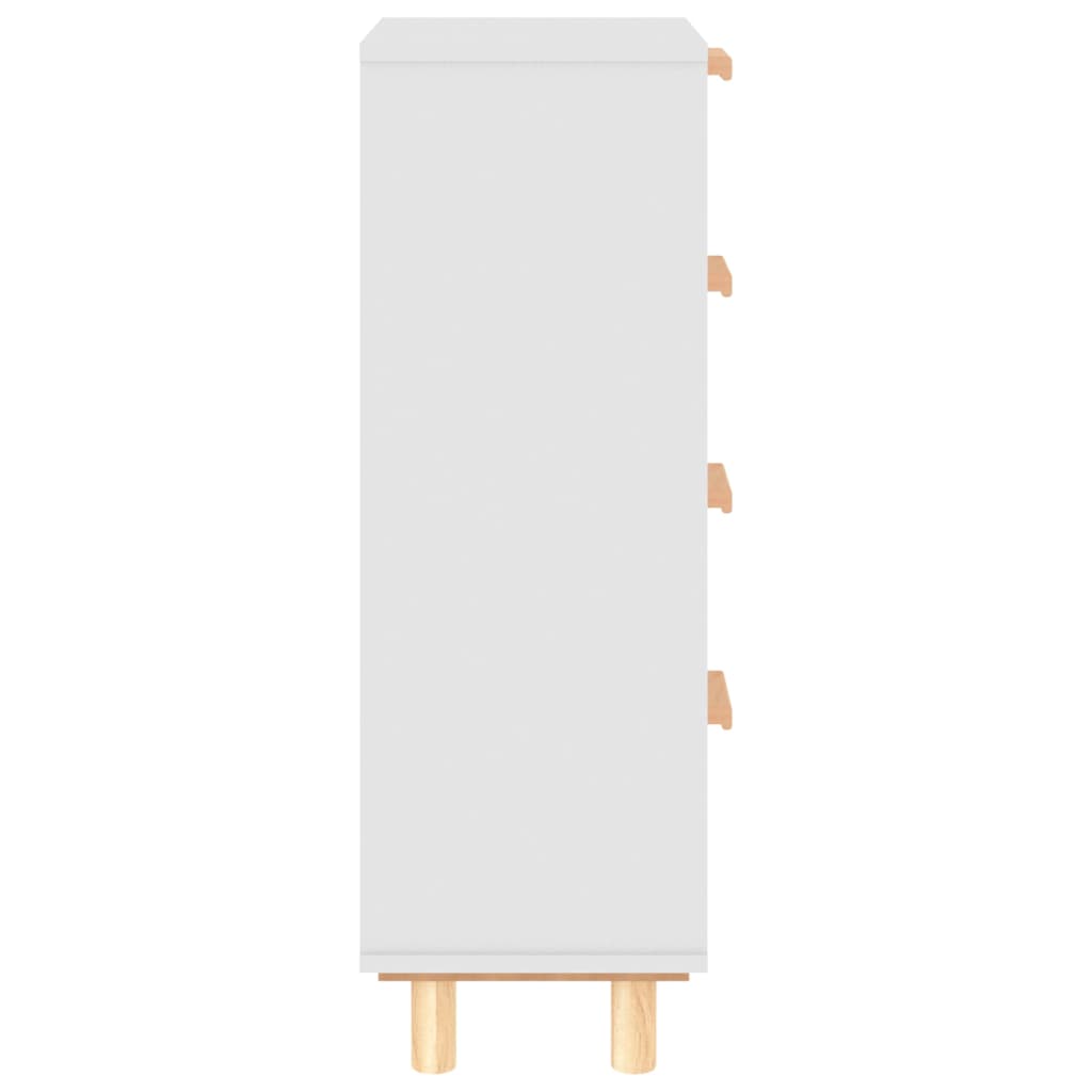 Servantă, alb, 40x30x90 cm, lemn masiv pin și ratan natural GartenMobel Dekor