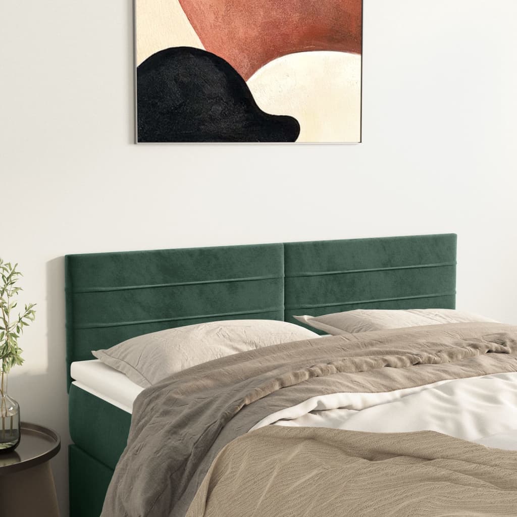 Tăblii de pat, 2 buc., verde închis, 72x5x78/88 cm, catifea GartenMobel Dekor