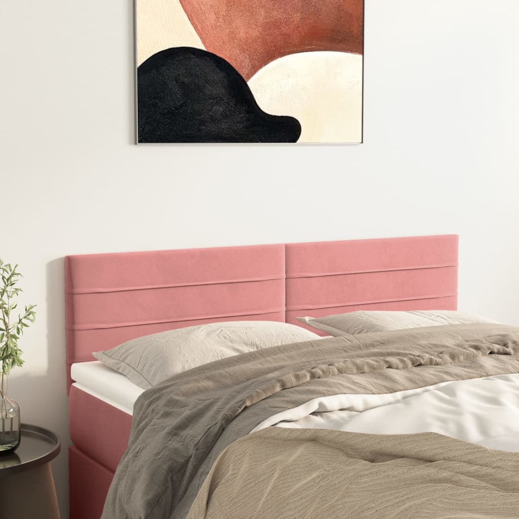 Tăblii de pat, 2 buc, roz, 72x5x78/88 cm, catifea GartenMobel Dekor