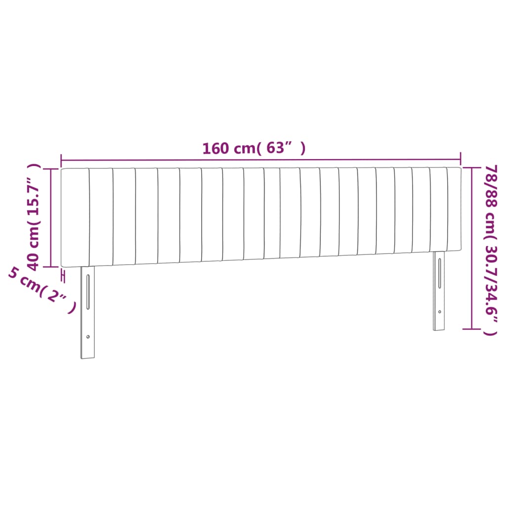 Tăblii de pat, 2 buc, gri închis, 80x5x78/88 cm, catifea GartenMobel Dekor
