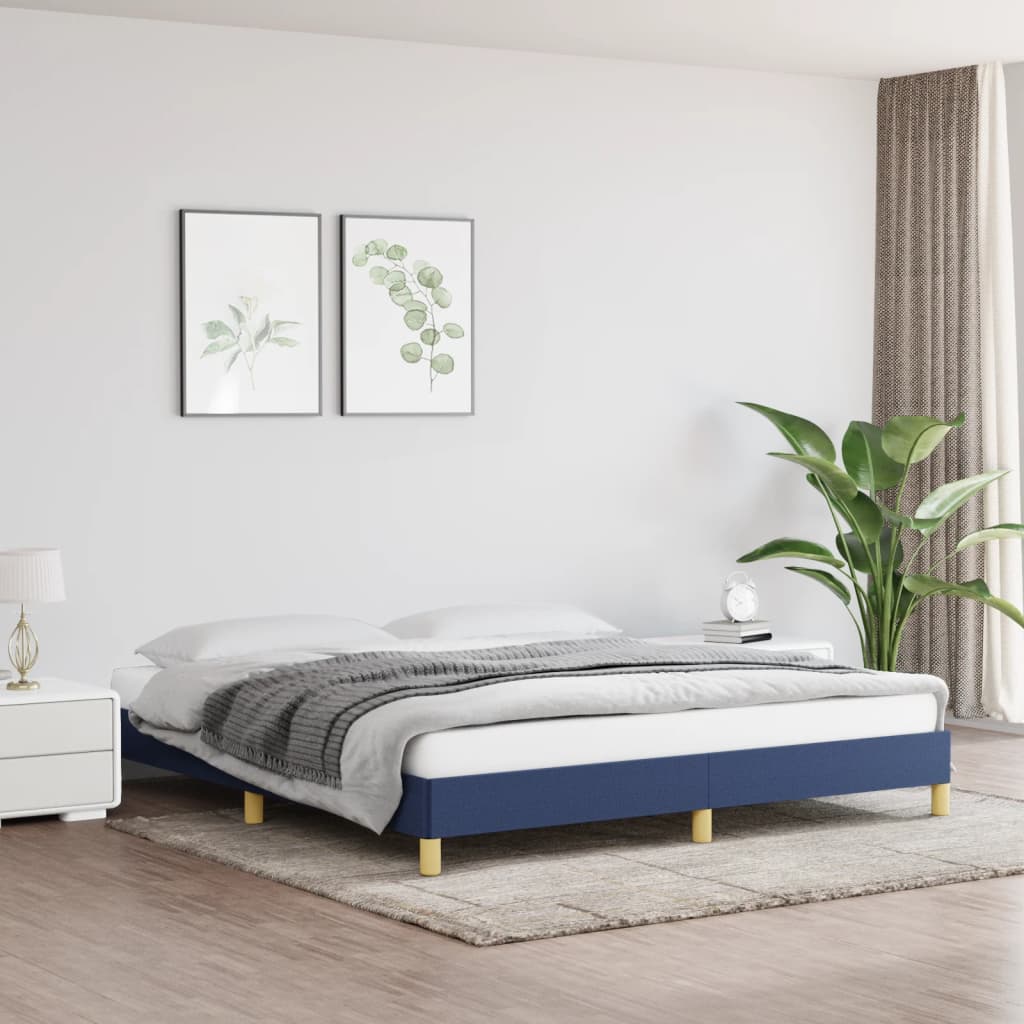 Cadru de pat, albastru, 180 x 200 cm, material textil GartenMobel Dekor