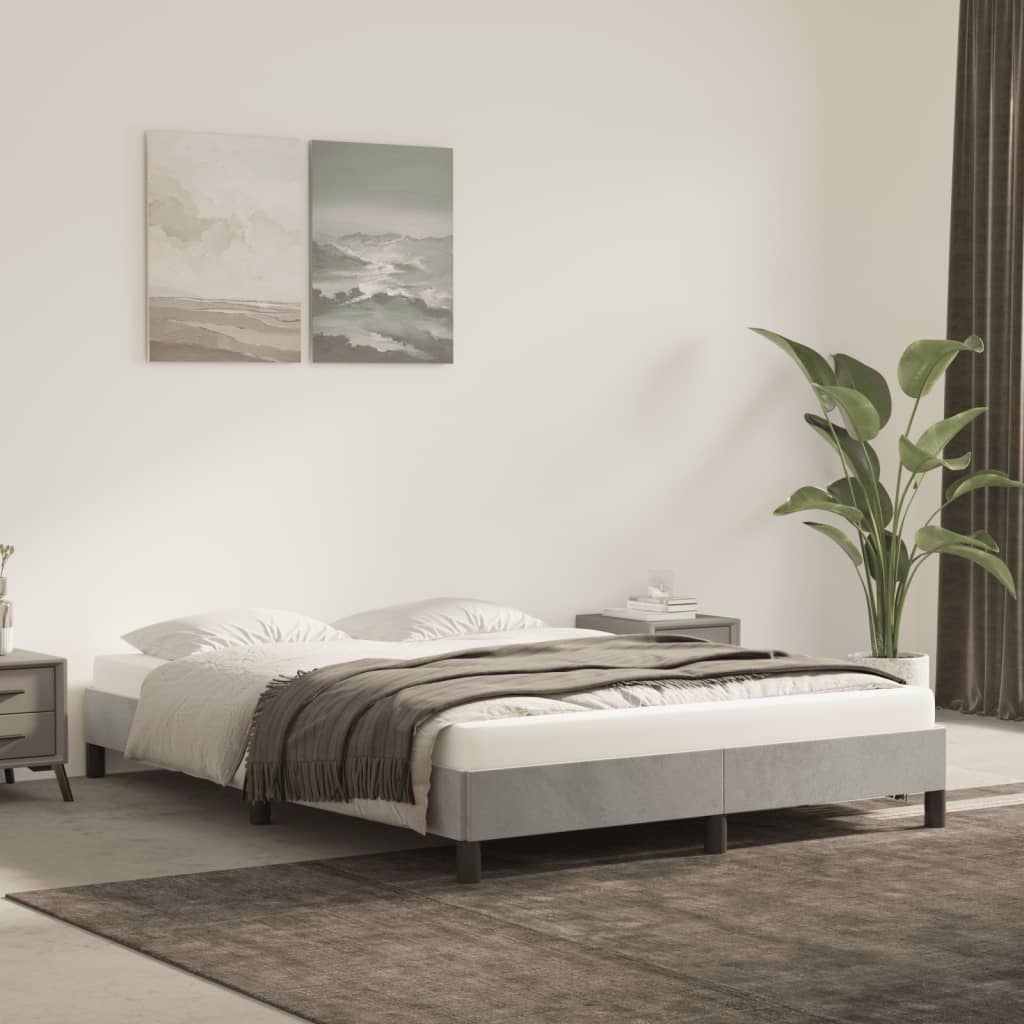 Cadru de pat, gri deschis, 140x200 cm, catifea GartenMobel Dekor