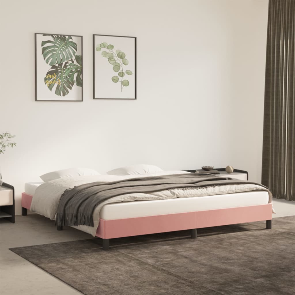Cadru de pat, roz, 160x200 cm, catifea GartenMobel Dekor