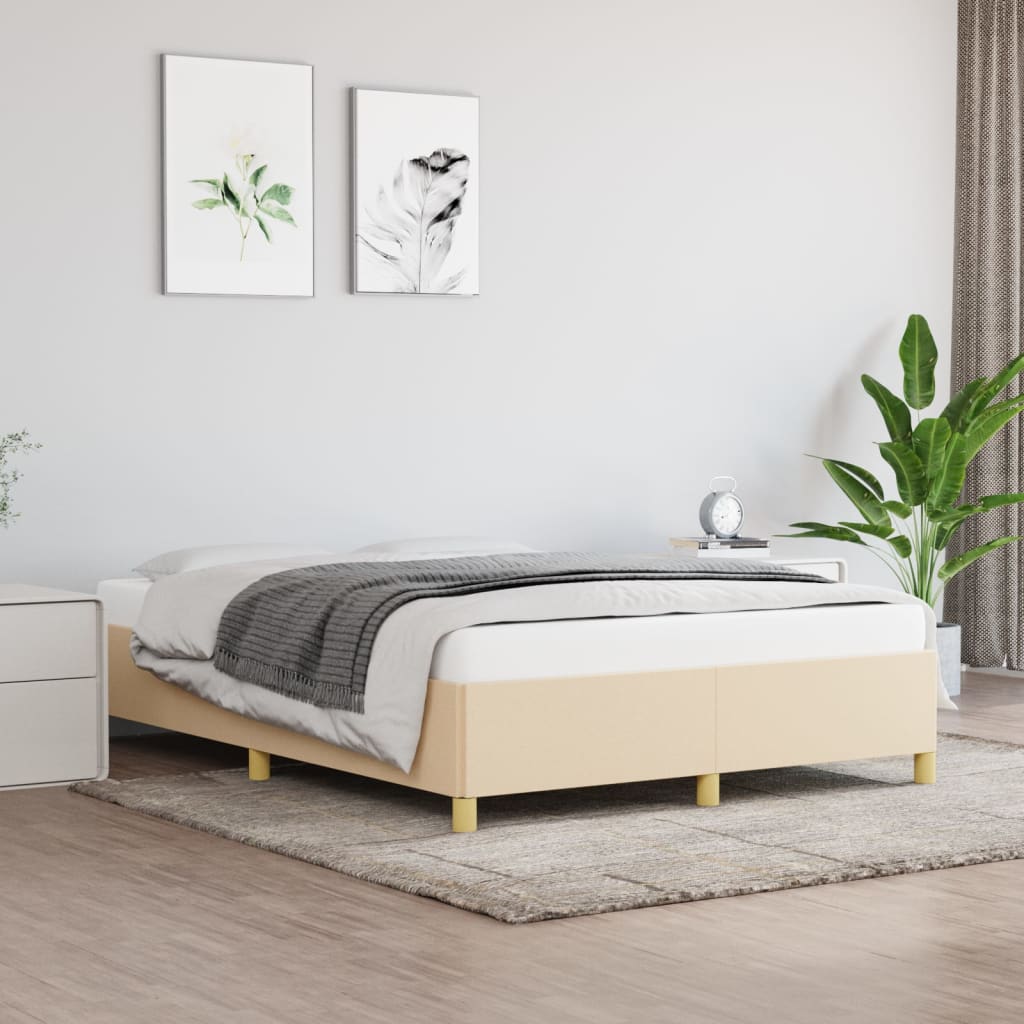 Cadru de pat, crem, 140 x 200 cm, material textil GartenMobel Dekor