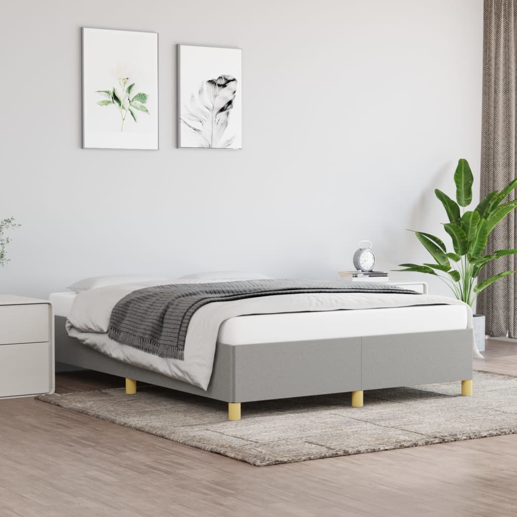 Cadru de pat, gri deschis, 140x200 cm, material textil GartenMobel Dekor