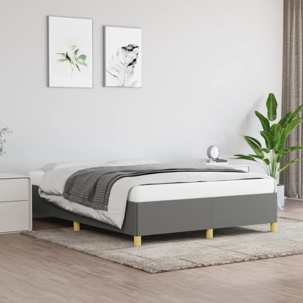 Cadru de pat, gri închis, 140x190 cm, material textil GartenMobel Dekor