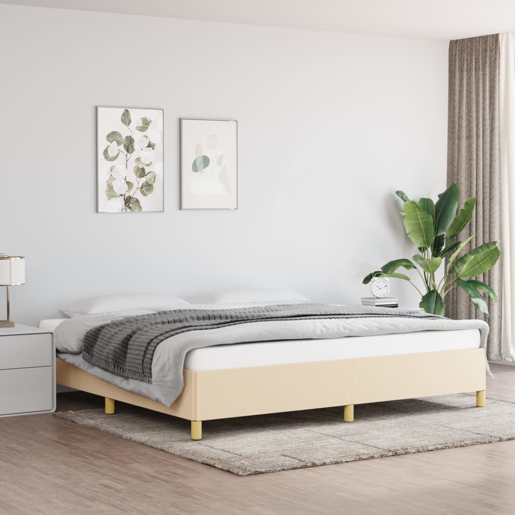 Cadru de pat, crem, 200x200 cm, material textil GartenMobel Dekor