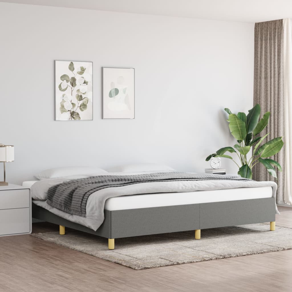 Cadru de pat, gri închis, 200x200 cm, material textil GartenMobel Dekor