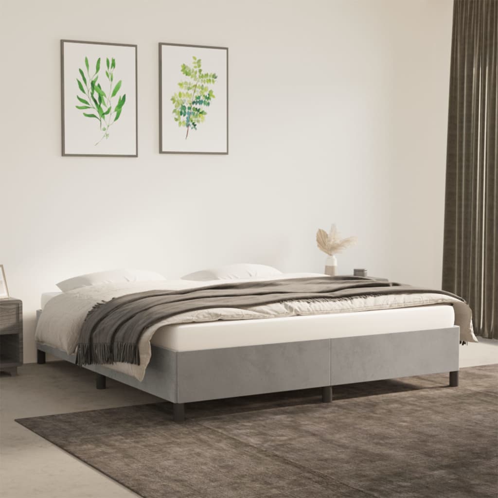 Cadru de pat, gri deschis, 180x200 cm, catifea GartenMobel Dekor