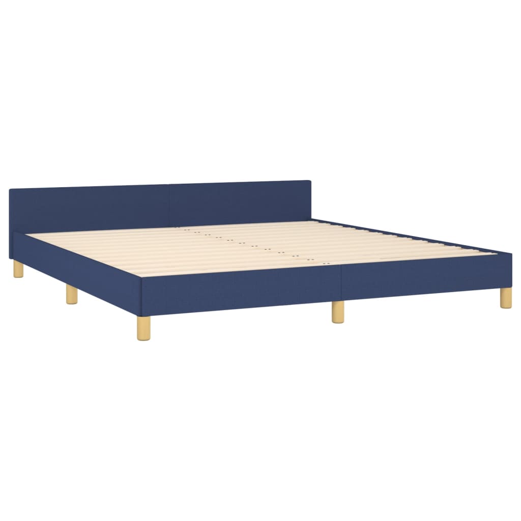 Cadru de pat cu tăblie, albastru, 160x200 cm, textil GartenMobel Dekor