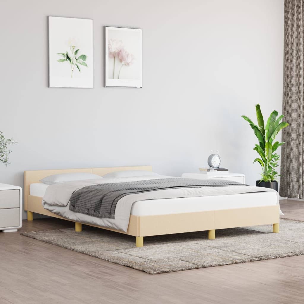 Cadru de pat cu tăblie, crem, 140x200 cm, textil GartenMobel Dekor