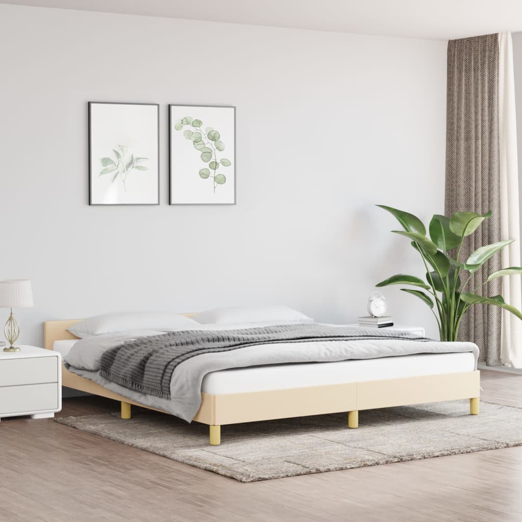 Cadru de pat cu tăblie, crem, 180x200 cm, textil GartenMobel Dekor