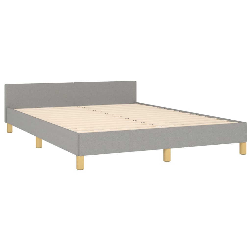 Cadru de pat cu tăblie, gri deschis, 140x190 cm, textil GartenMobel Dekor