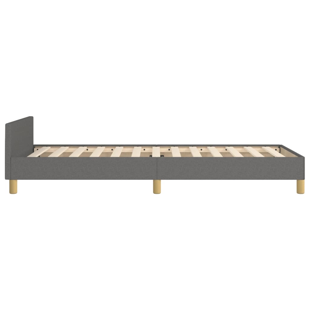 Cadru de pat cu tăblie, gri închis, 100x200 cm, textil GartenMobel Dekor