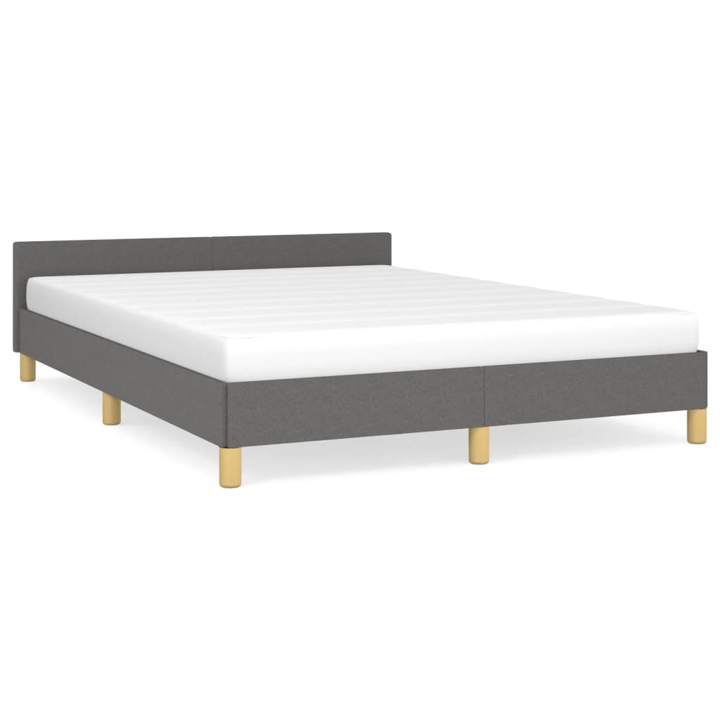 Cadru de pat cu tăblie, gri închis, 140x190 cm, textil GartenMobel Dekor
