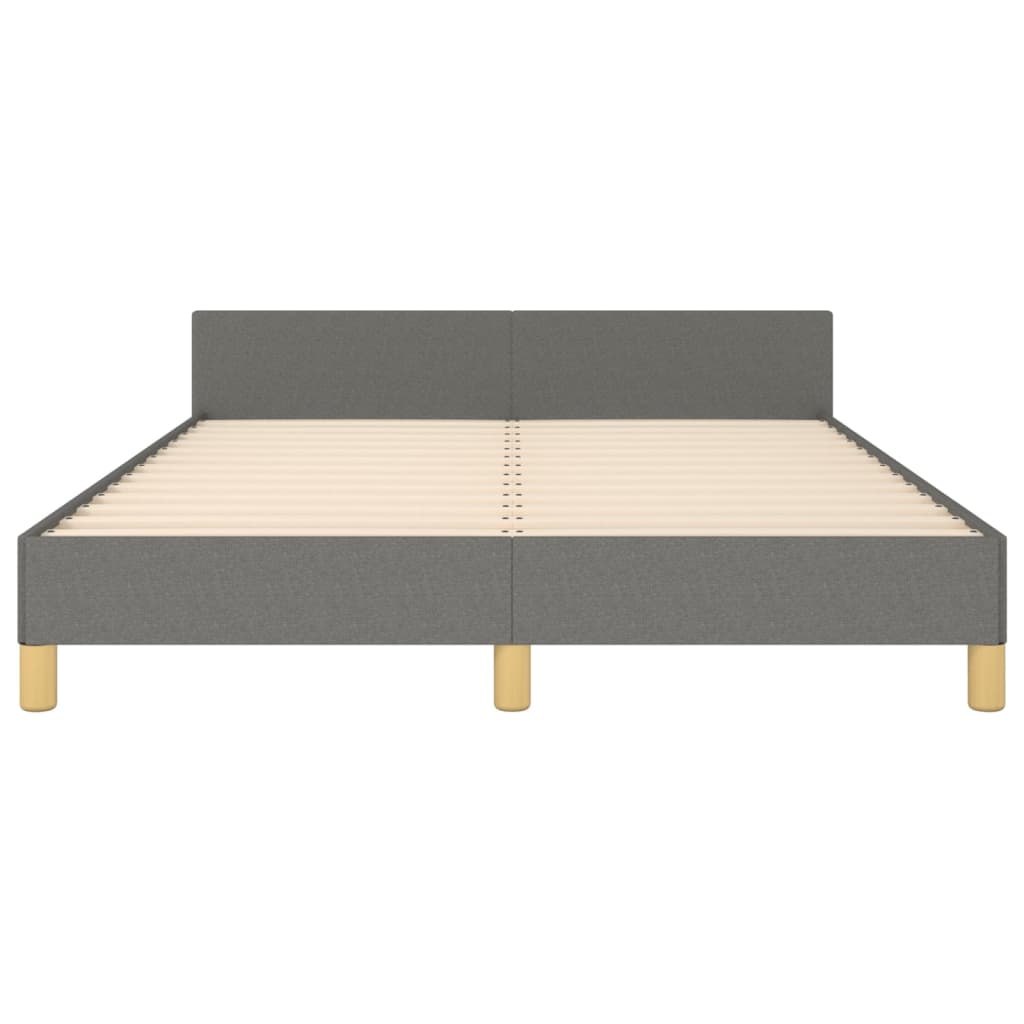 Cadru de pat cu tăblie, gri închis, 140x200 cm, textil GartenMobel Dekor