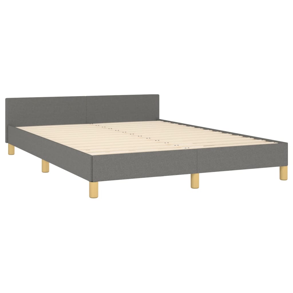 Cadru de pat cu tăblie, gri închis, 140x200 cm, textil GartenMobel Dekor