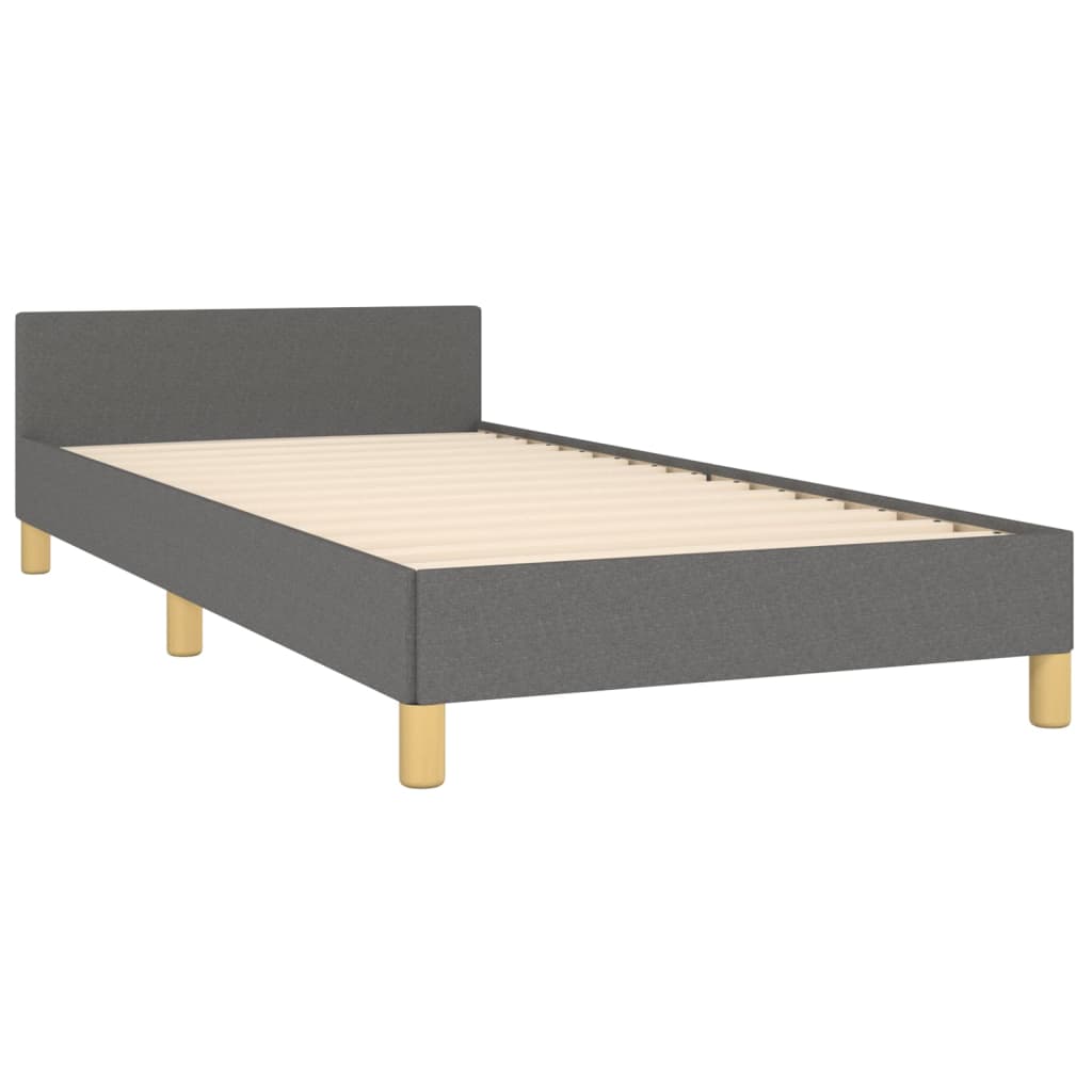 Cadru de pat cu tăblie, gri închis, 90x190 cm, textil GartenMobel Dekor