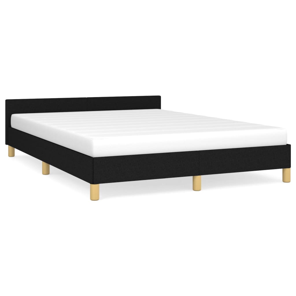Cadru de pat cu tăblie, negru, 140x190 cm, textil GartenMobel Dekor
