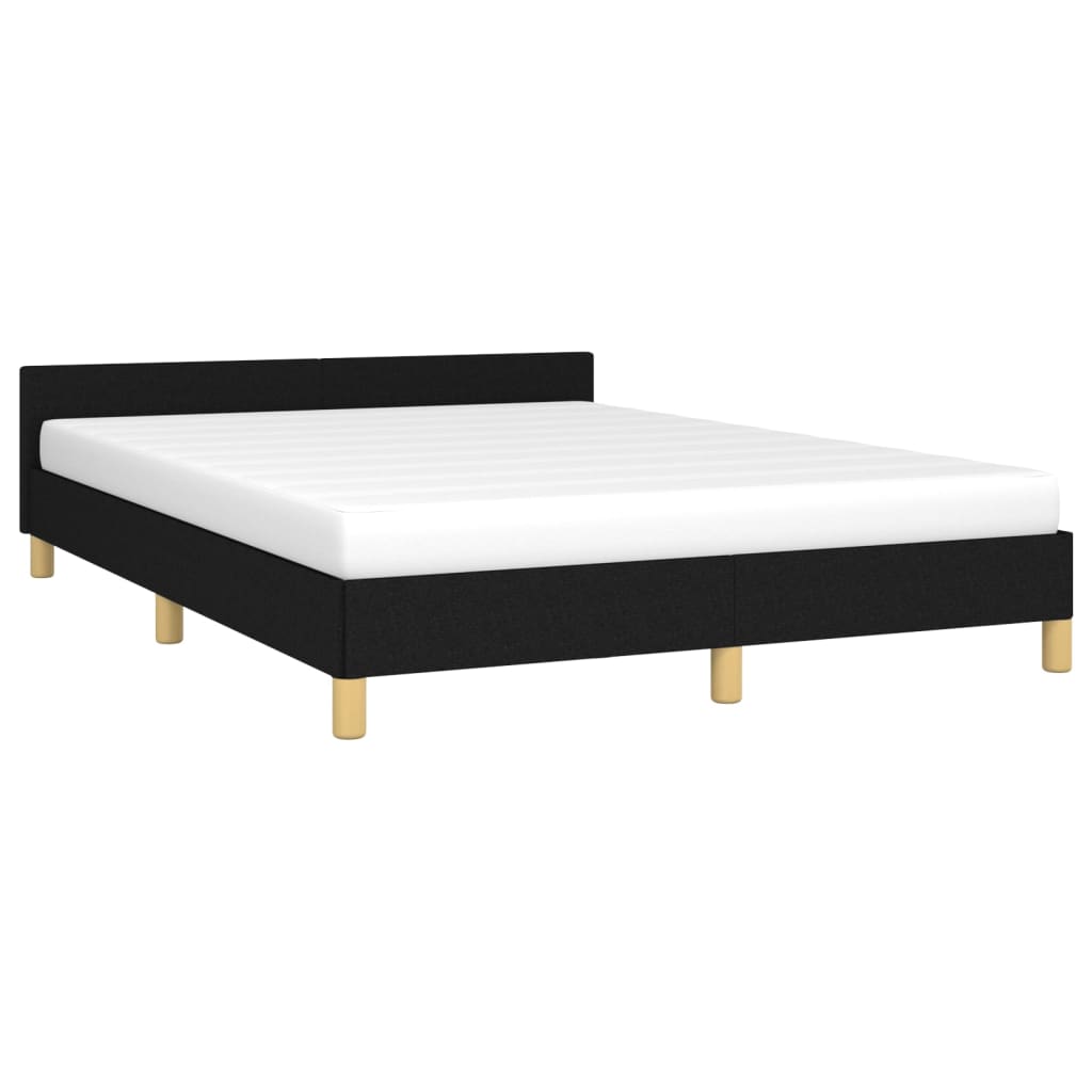 Cadru de pat cu tăblie, negru, 140x190 cm, textil GartenMobel Dekor