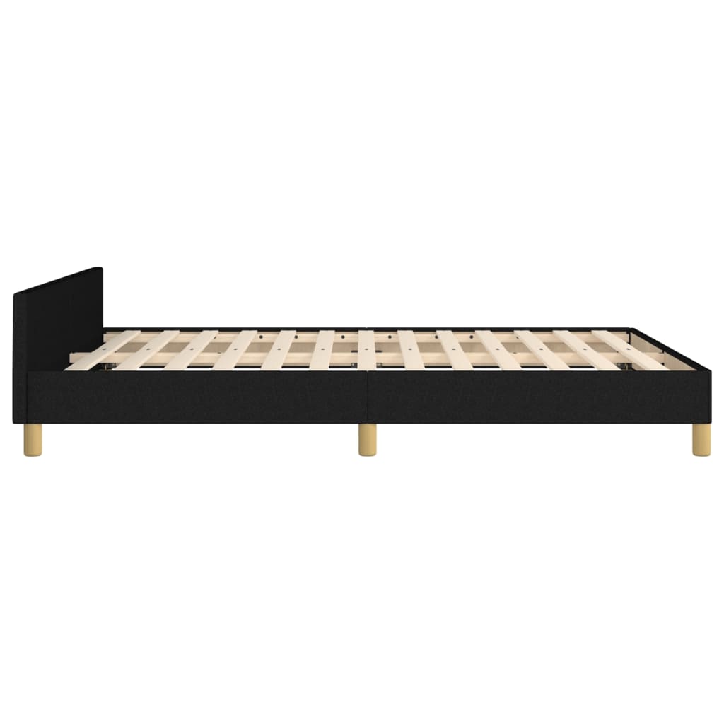 Cadru de pat cu tăblie, negru, 140x190 cm, textil GartenMobel Dekor
