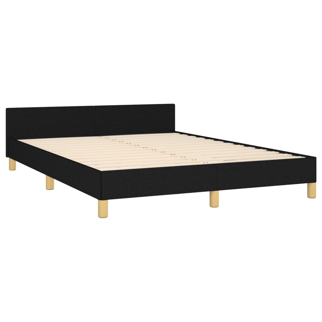 Cadru de pat cu tăblie, negru, 140x190 cm, textil GartenMobel Dekor
