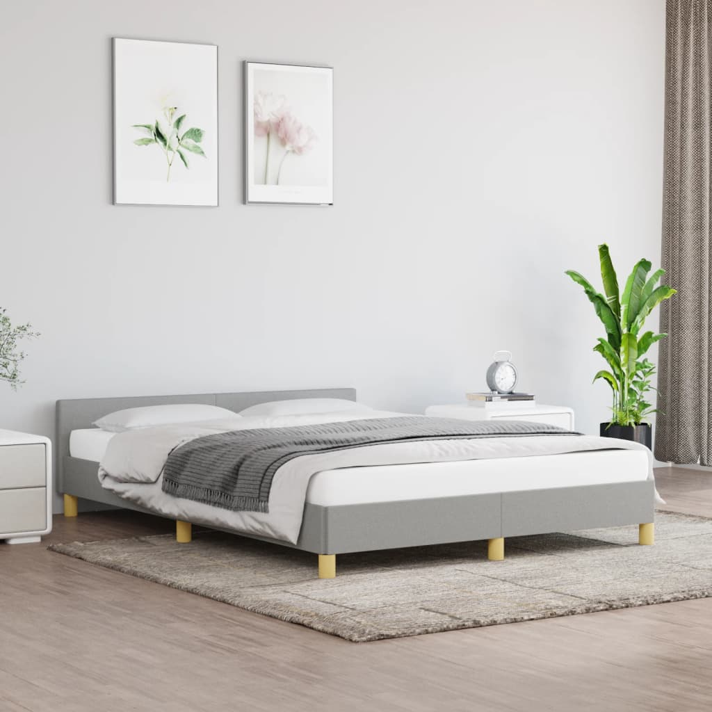 Cadru de pat cu tăblie, gri deschis, 140x200 cm, textil GartenMobel Dekor