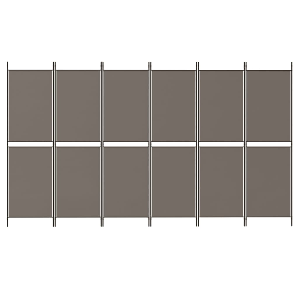 Paravan de cameră cu 6 panouri, antracit, 300 x 180 cm, textil GartenMobel Dekor